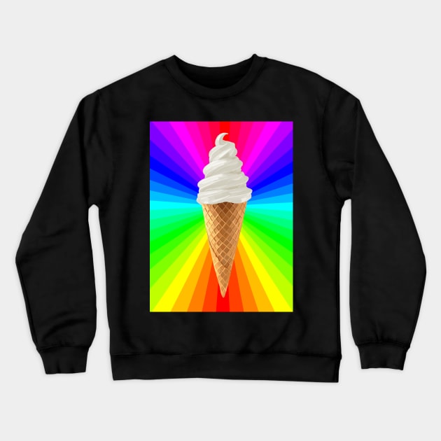 Rainbow Fluorescent Vanilla Ice Cream Cone Crewneck Sweatshirt by Art by Deborah Camp